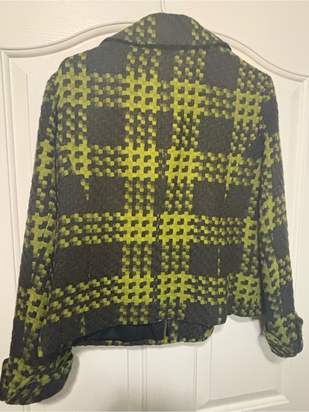 VEX Collection Chartreuse Charcoal Plaid Jacket Size 40 - Picture 6 of 7